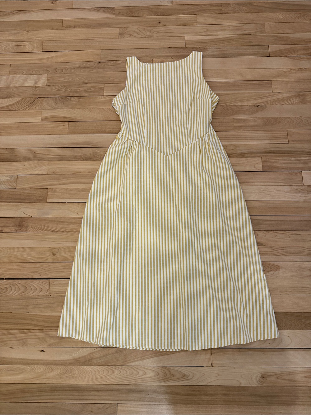 Sleeveless Yellow Stripe Midi Dress